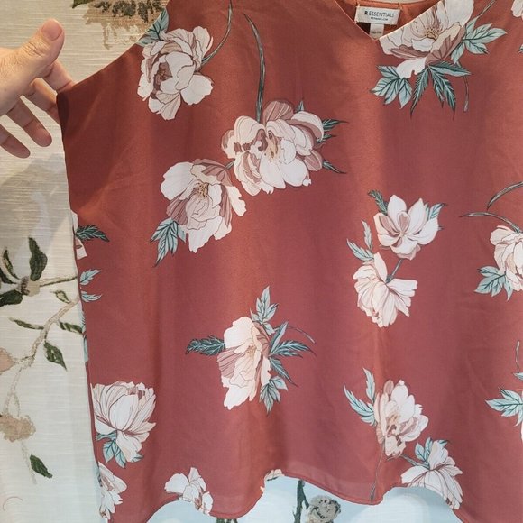 R Essentials Sleeveless Rose Pink Floral Blouse Women's XXL - Picture 4 of 12